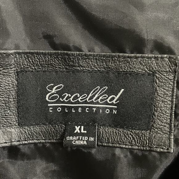 Excelled Collection Vest Men Size XL Black Genuine Leather Motorcycle Biker Moto - Picture 7 of 9